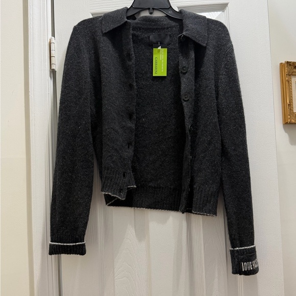 NWT Zadig + Voltaire Anthracite Cardigan Sweater Voltia M Medium 100% Cashmere